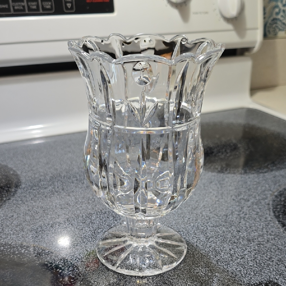 Block Crystal Tulip Garden Hurricane Candle Holder Vase